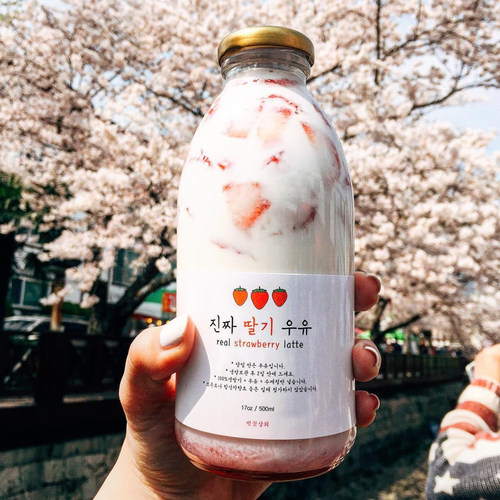 韩国人气网红饮料奶茶牛乳咖啡冷饮店外带果汁玻璃瓶密封带盖 - 封面