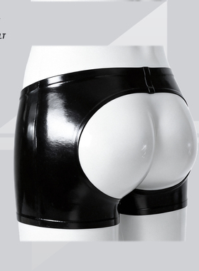 JUNTO JOLT男士乳胶露臀平角内裤  latex英国4D RR胶片 JJ胶cos服