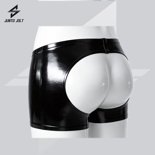 JUNTO JOLT男士乳胶露臀平角内裤  latex英国4D RR胶片 JJ胶cos服