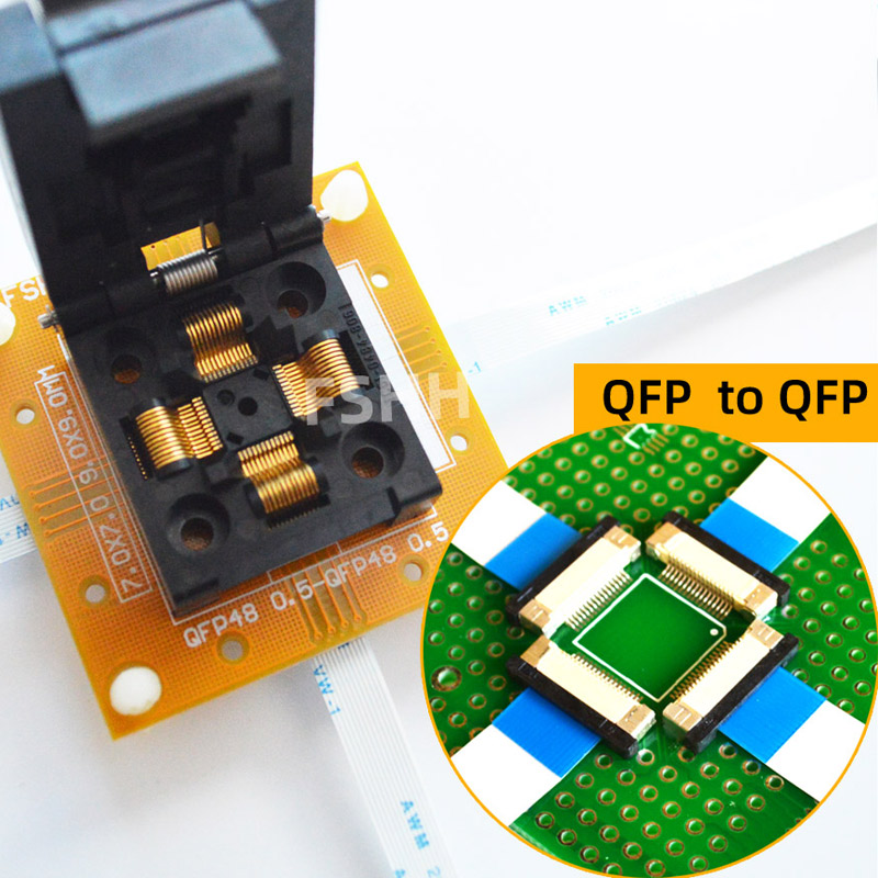 QFP48转QFP48测试座FPQ48 TQFP48 LQFP48检测方案调试0.5mm