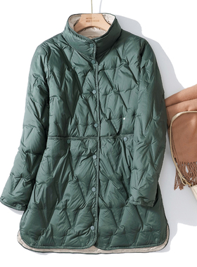 双面轻薄羽绒服女冬季2025新款大码200斤中长款小个子中老年外套