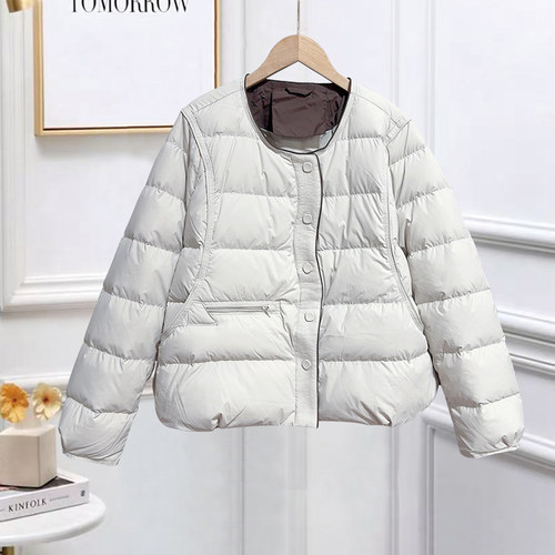 时尚圆领轻薄羽绒服女士保暖外套