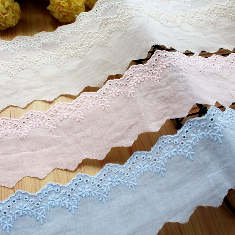7cm宽蓝粉杏白棉布刺绣蕾丝手工diy服装辅料童装家纺布艺装饰花边,居家布艺,花边,淘宝优惠券,粉丝福利购,淘宝优惠卷