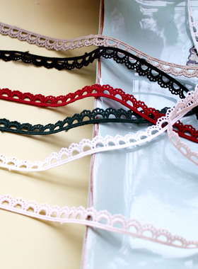 黑色小耳朵牛奶丝水溶蕾丝花边辅料手工diy洋装头纱旗袍装饰材料