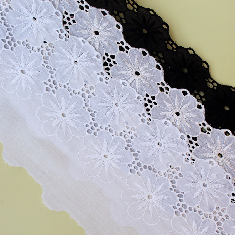 黑色杏色米白棉布刺绣蕾丝花边辅料 手工diy服装窗帘布艺装饰19cm