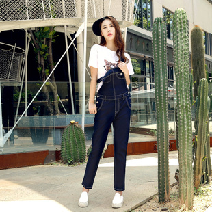 春装 新款 胖MM连体裤 时尚 潮 大码 女装 女长裤 2024韩版 显瘦背带牛仔裤