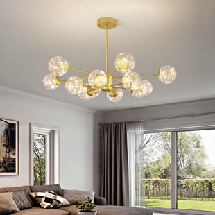 客厅吊灯现代简约餐厅北欧轻奢灯具个性 满天星网红魔豆玻璃泡泡灯