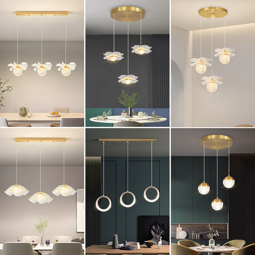 新款艺术吊灯三头现代简约餐厅灯