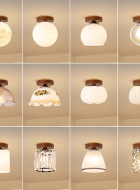 中式复古走廊灯过道灯楼梯小吸顶灯门厅入户玄关中古风阳台创意灯