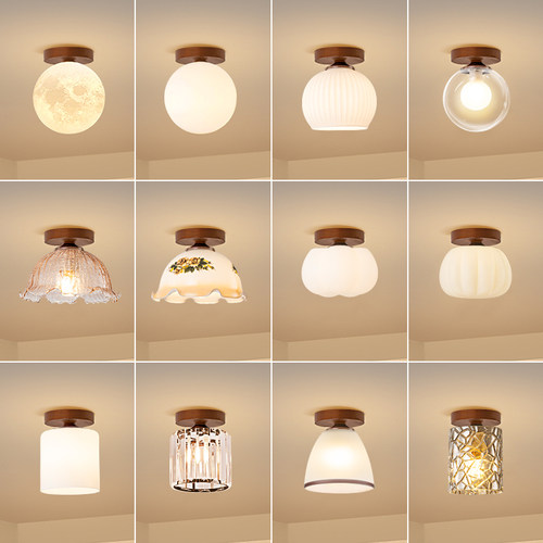 中式复古走廊灯过道灯楼梯小吸顶灯门厅入户玄关中古风阳台创意灯