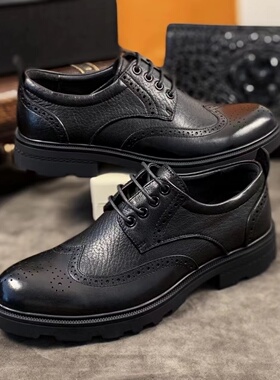 鹿皮品牌高货广州轻奢男鞋W609鹿皮绑带系带商务耐磨