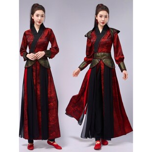 花木兰从军古装雪龙吟舞蹈演出服女中国风女侠象王行剑舞打鼓服装