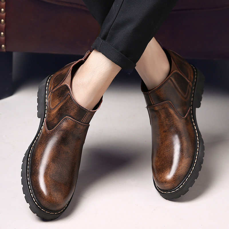 真皮工装鞋男低帮大头鞋百搭牛皮男靴子休闲皮鞋中帮短靴马丁英伦在类目 流行男鞋, 靴子中 - 来自Buy2taobao.com提供专业的淘宝代购服务