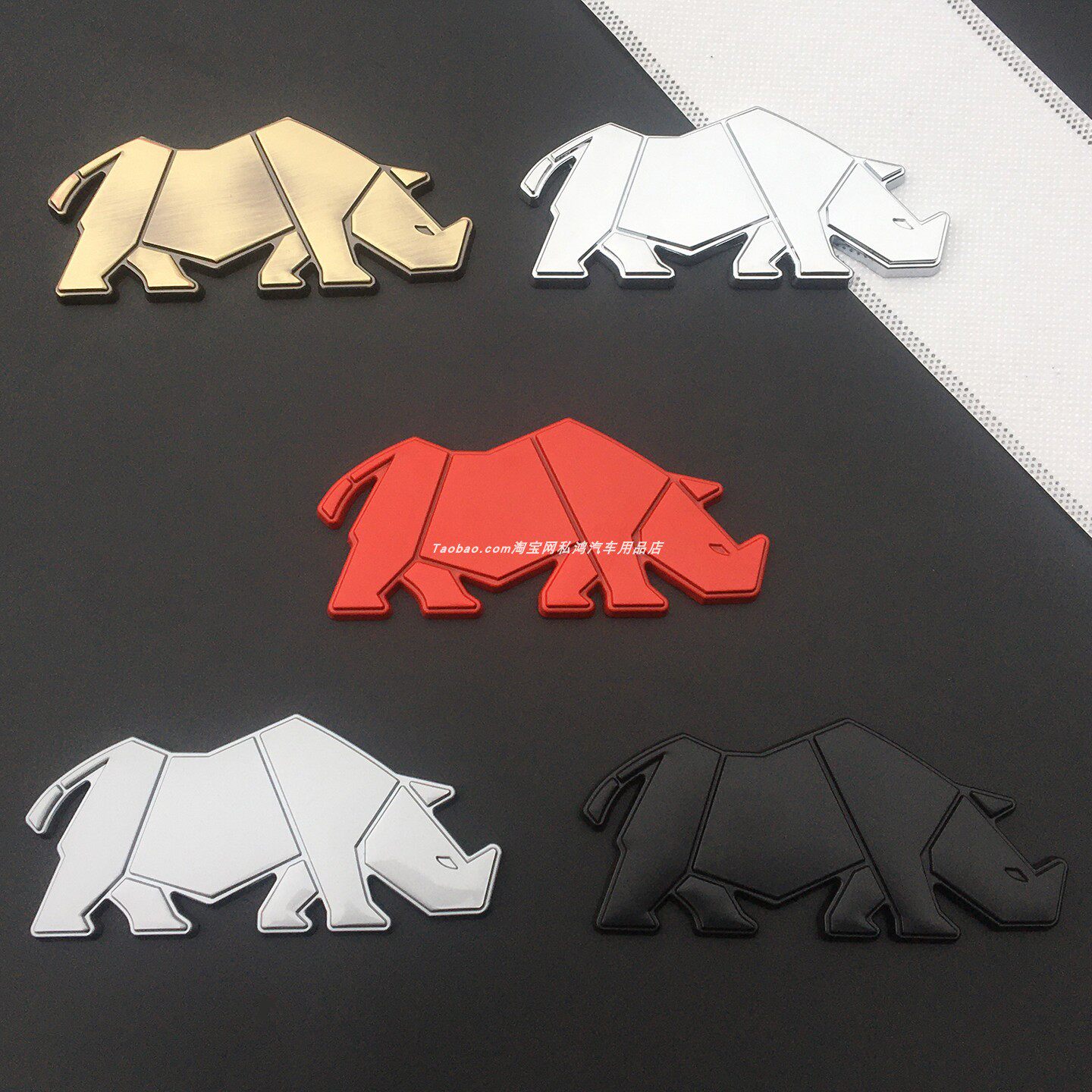 3d立体犀牛车贴车身装饰贴后尾箱贴标创意车贴油箱盖金属贴创意贴
