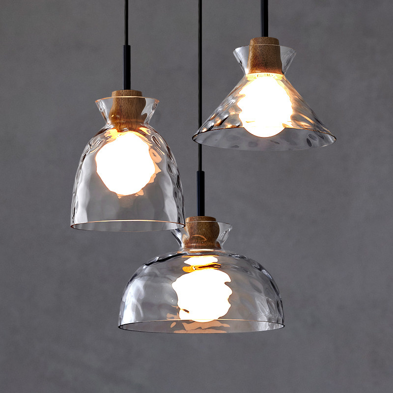 日式侘寂风餐厅吊灯简约现代创意复古玻璃餐桌吧台灯北欧设计师款_虎窝淘