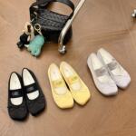 H55女鞋春日晚装2026春季新款Jennie苹果头蝴蝶结缎面玛丽珍鞋女