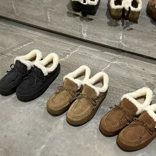 休闲一脚蹬加棉百搭老钱英伦风袋鼠鞋 新款 鹿野2025冬季 H55女鞋