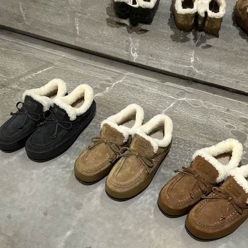 H55女鞋鹿野2025冬季新款休闲一脚蹬加棉百搭老钱英伦风袋鼠鞋