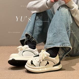 H55女鞋熊猫鞋后现代主义美学达米奥休闲百搭厚底板鞋银鞋25新款