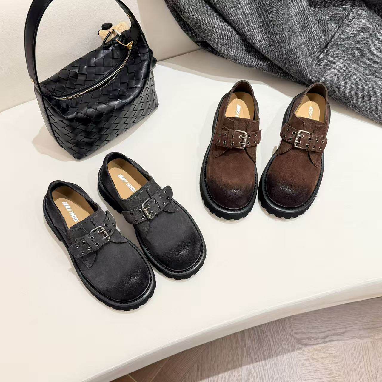 H55女鞋伦敦雾岛2026新款英伦搭扣女单鞋暗黑浪漫主义擦色乐福鞋,女鞋,乐福鞋（豆豆鞋）,淘宝优惠券,粉丝福利购,淘宝优惠卷