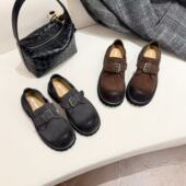 H55女鞋 暗黑浪漫主义擦色乐福鞋 伦敦雾岛2026新款 英伦搭扣女单鞋