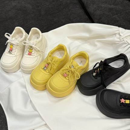 H55女鞋芒果头小黄鸭2025新款厚底百搭休闲板鞋增高大头娃娃鞋