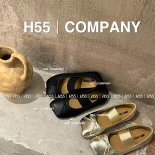 H55女鞋缓存经典高定版浅口平底蝴蝶结法式小苹果鞋头芭蕾鞋2.5cm