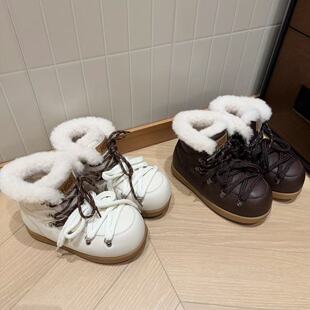 【现货】H55女鞋雪域精灵新款滑雪风圆头时尚加厚防风保暖雪地靴