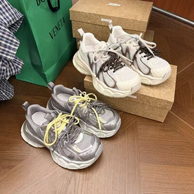 H55女鞋城市机能2026春新款休闲厚底时尚拼色银色增高老爹鞋女款