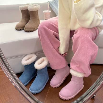 H55女鞋棉花糖2025冬季新款冬日韩版多巴胺保暖内增高厚底雪地靴