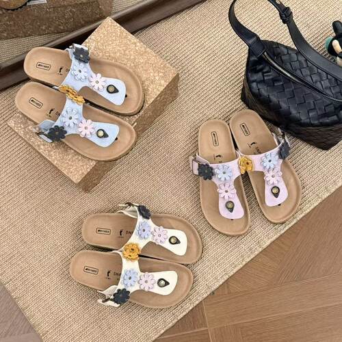 【现货】H55女鞋花卉休闲百搭沙滩人字拖外穿舒适防滑博肯凉拖潮