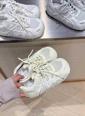 H55女鞋奶油小泡芙2026春夏新款巨显脚小的百搭休闲德训面包鞋