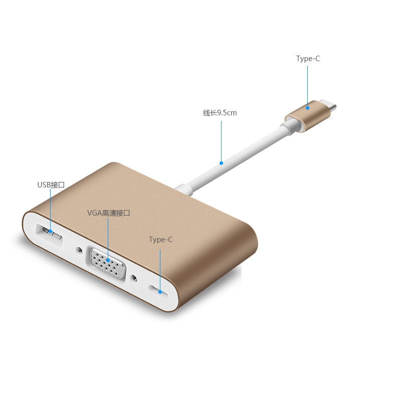 新款USB-C转HDMI接头苹果电脑Macbook Pro转换器VGA投影仪接口
