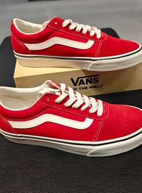 范斯vans ward舒适百搭低帮红色帆布鞋滑板鞋VN0A5HTSBOP