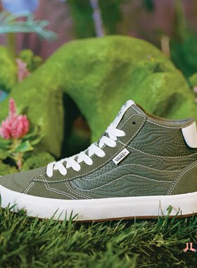 现货The Lizzie范斯Vans绿色高帮缓震耐磨滑板鞋VN0A4BX150K