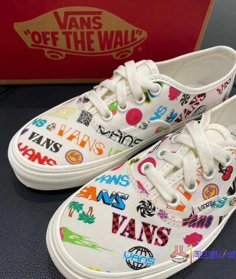 现货vans范斯authentic白色低帮涂鸦彩绘帆布鞋vn0a348a3z2