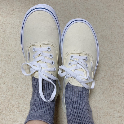 范斯vans authentic米黄奶油白低帮帆布鞋男女同款VN000EE3WHT