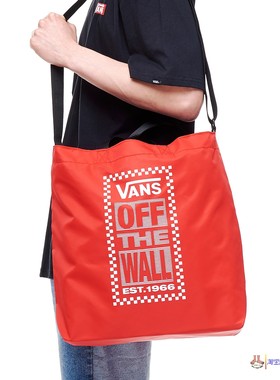现货vans范斯红色帆布包挎包拎包托校园复古运动特包VN0A48BQIZQ