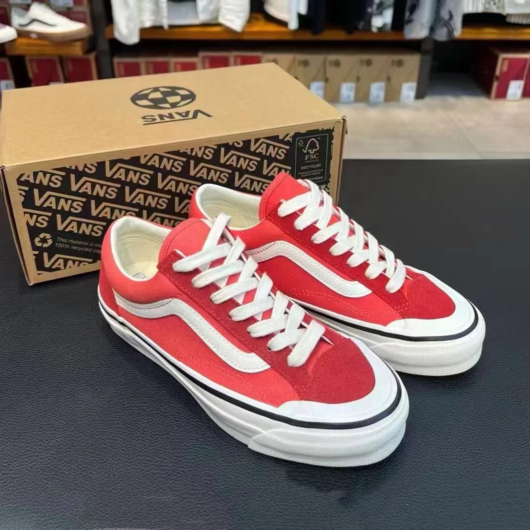 范斯vans old skool 136小地球百搭红色帆布鞋低帮VN000MT6CIS
