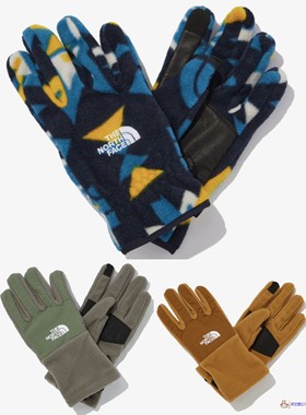 北面THE NORTH FACE拼色加绒保暖运动手套棕色绿色NJ3GN56C