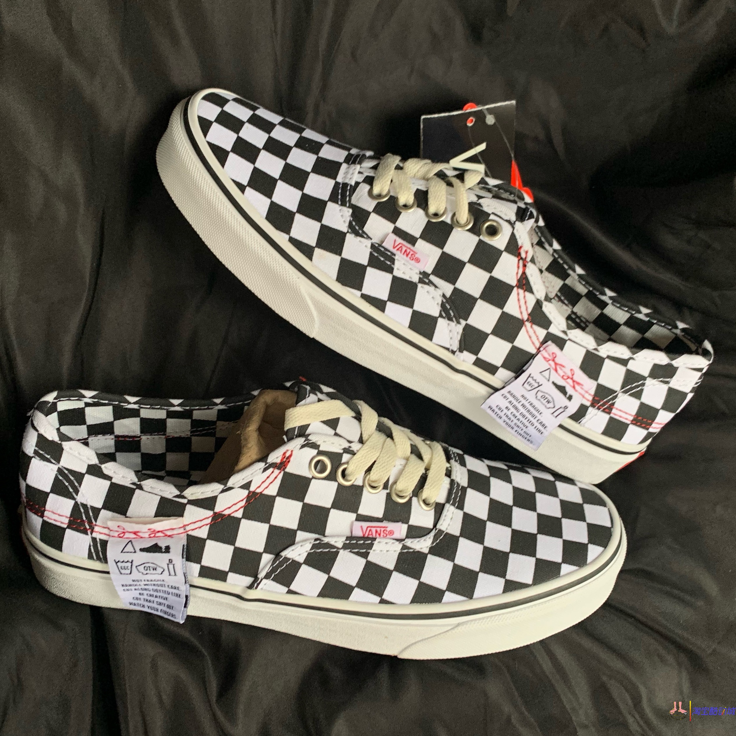 vans范斯diy棋盘格帆布鞋