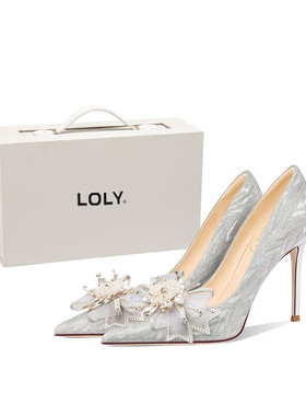 LOLY【蓝雨星辰】水晶鞋法式婚鞋女主婚纱高跟鞋情人节礼物不累脚
