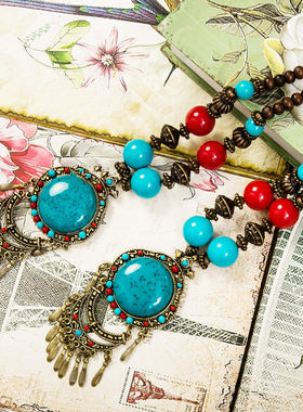 水晶珠旅游波西米亚雕花手编项链