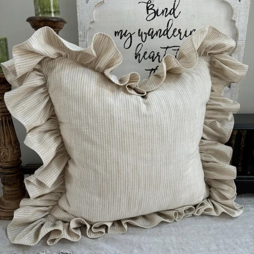 法式复古加厚磨毛抱枕宽花边条纹原创装饰沙发靠垫含芯套靠枕家居