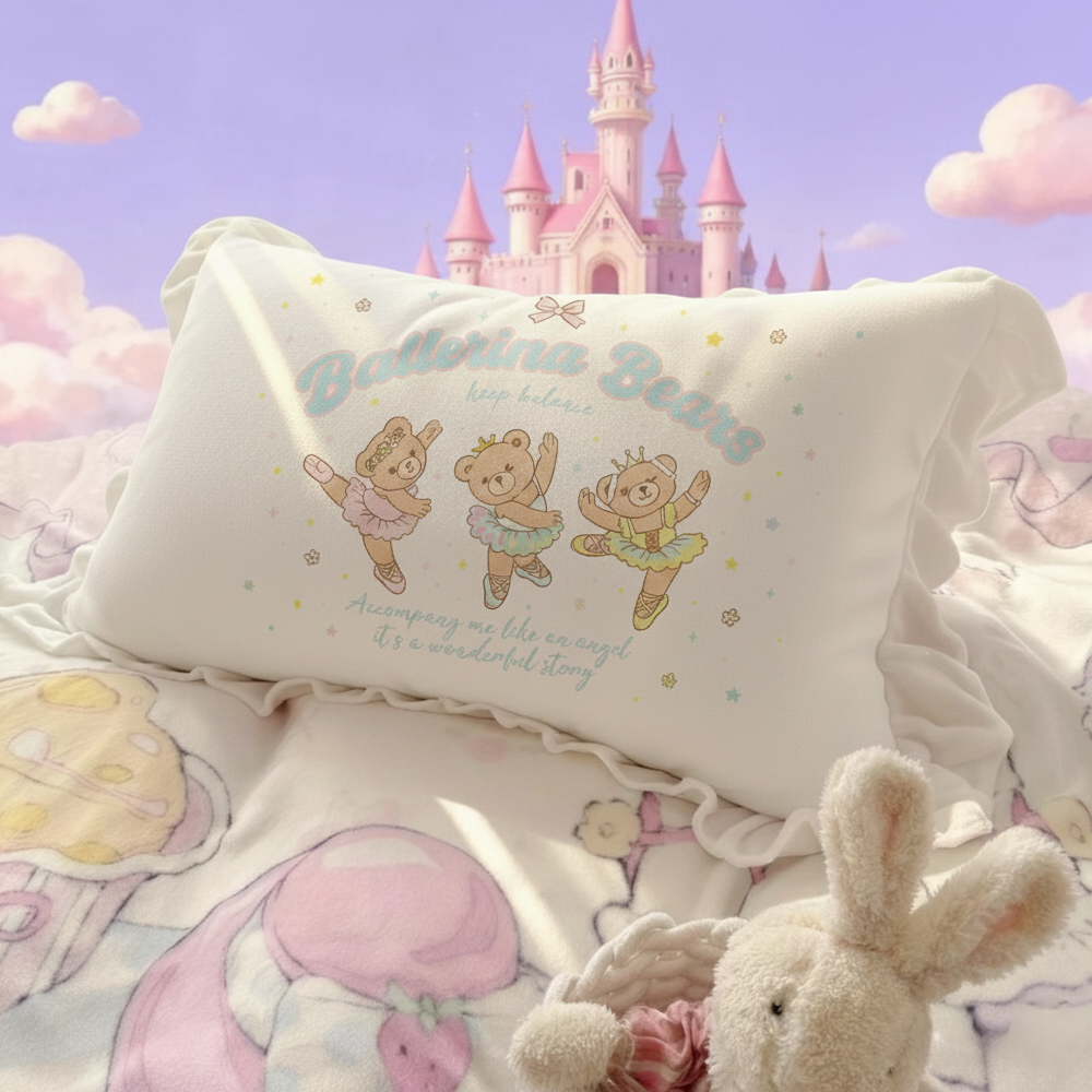 洛丽塔牛奶绒枕套独创花边加厚双面加绒可爱床头腰靠枕头芯套皮巾