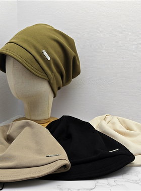 月子帽堆堆帽春秋冬季保暖包头帽冷帽女休闲套头帽加大头围宽松