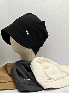 鸭舌堆堆帽包头帽头巾冷帽显脸小月子帽加大头围春秋冬保暖