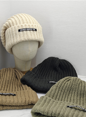 美拉德帽子加大码针织帽宽松加大头围毛线帽秋冬保暖套头帽堆堆帽