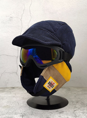 复古飞行员雷锋帽防风护目眼镜防寒护耳机车电动车骑行帽冬季东北