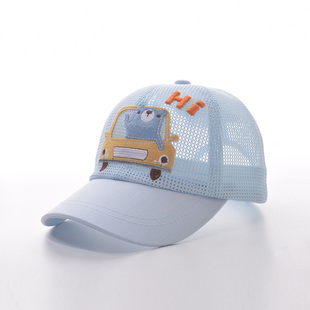 夏季 男宝宝帽子婴幼儿童棒球帽卡通鸭舌凉帽个性 遮阳太阳网帽透气